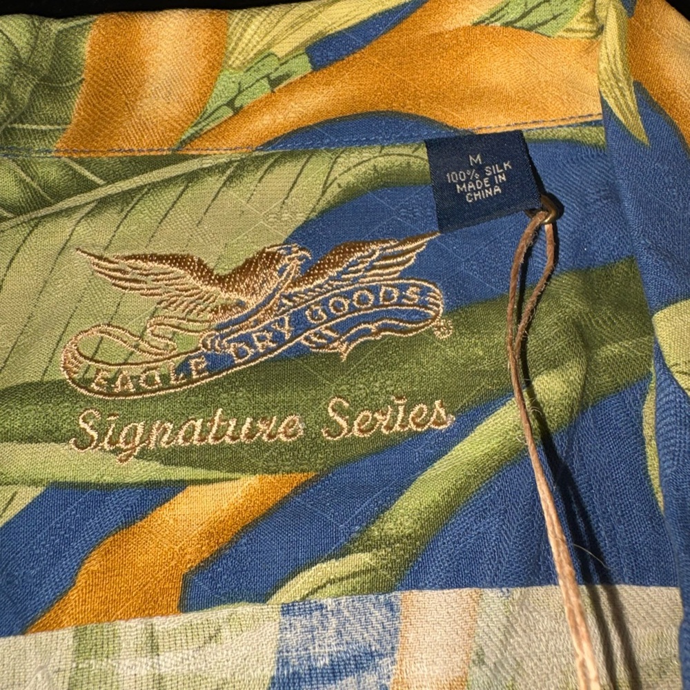 Eagle Dry Goods Signature Series Silk Tropical Shirt Blue Green Floral M U - Picture 4 of 7